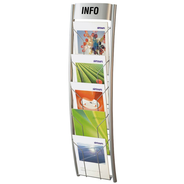 4044917426412 - Wandprospekthalter alu DIN A4 5 Fächern 275 x 115 x 900 cm 1 St
