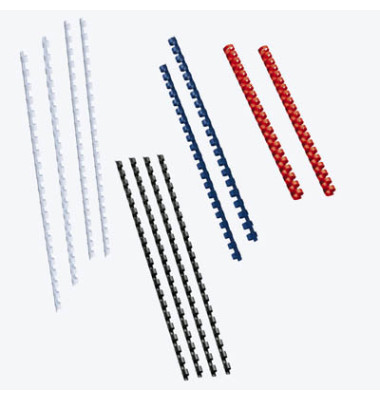 Plastikbinderücken Starterset 492319905 weiß, schwarz, blau, rot US-Teilung 21 Ringe auf A4 30- Set
