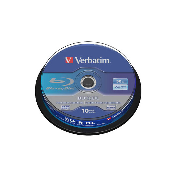 0023942437468 - white blue Cakebox DVD Blu-ray 12cm 1x10 Verbatim BD-R Blu-Ray 50GB 6x Speed white blue Cakebox 43746 0023942437468