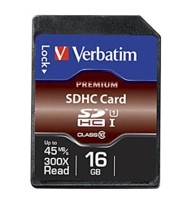 Speicherkarte SDHC-Card Premium 43962, SDHC, Class 10, bis 80 MB/s, 16 GB