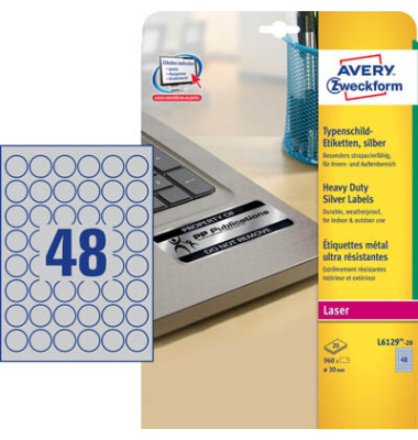 L6129-20 Laseretiketten Ø30mm silber L6129-20 Laseretiketten Ø30mm silber