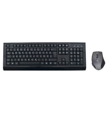 Tastatur-Maus-Set MROS104, kabellos (USB-Funk), Taschenrechnerfunktion, schwarz