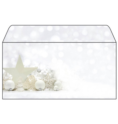 Weihnachtsumschlag White Stars Din Lang ohne Fenster DU041