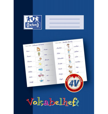 Vokabelheft 100057955, Lineatur V4 / kariert / 3 Spalten, A4, 90g, farbig sortiert, 16 Blatt / 32 Seiten