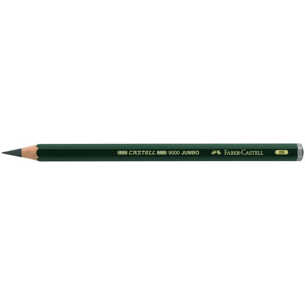 6 Stück Faber-Castell Bleistift Castell 9000 Jumbo, 119302, Härte 2B, dunkelgrün 4005401193029 Faber-Castell