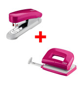Locher-Heftger&auml;t-Set Heftger&auml;t/Locher Set 020-1875, pink, 1,5 mm / 15 Blatt