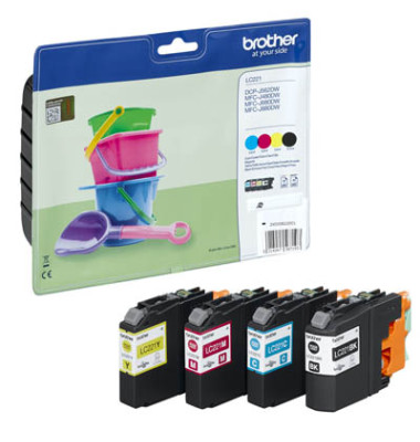 Druckerpatrone LC-221 schwarz / cyan / magenta / gelb 4x ca 260 Seiten Multipack