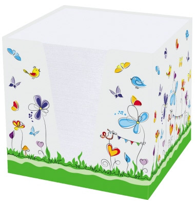 Zettelbox 46478, Schmetterlinge, 9,2x9,2x9,2cm, mehrfarbig, Karton, inkl.: ca. 900 Notizzettel