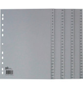 Kunststoffregister 100204663, 1 bis 100, A4, graue Taben, 100-teilig