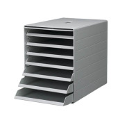 Schubladenbox Idealbox Plus 1712001050 grau/grau 7 Schubladen offen