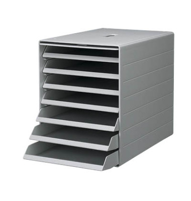 Schubladenbox Idealbox Plus 1712001050 grau/grau 7 Schubladen offen