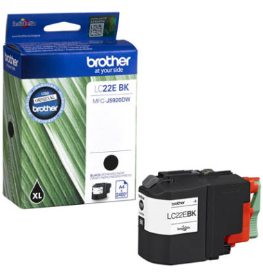 Druckerpatrone LC22EBK (LC-22EBK), schwarz, ca. 2400 Seiten