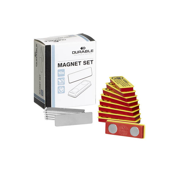 4005546808765 - Haftmagnet DURACARD 8917-00 Hoch   Querform 40x15mm rot gelb 4005546808765 10 Stück