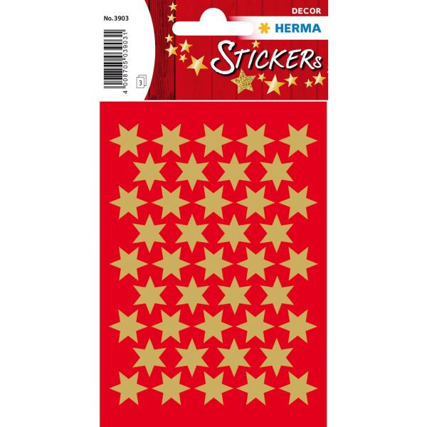 10 Stück Herma 3903 Weihnachten Schmucketikett Stern 14mm gold 4008705039031 Herma 123 Stück