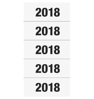 Jahreszahlen 2018 weiß 60x26mm selbstklebend 100 Stück Jahreszahlen 2018 weiß 60x26mm selbstklebend 100 Stück