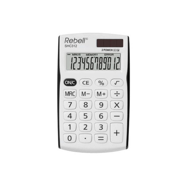 8595179506054 - Taschenrechner SHC312 Solar- Batterie LCD-Display weiß schwarz 1-zeilig 12-stellig 8595179506054 REBELL RE-SHC312BK BX 8595179506054 - Taschenrechner SHC312 Solar- Batterie LCD-Display weiß schwarz 1-zeilig 12-stellig 8595179506054 REBELL RE-SHC312BK BX