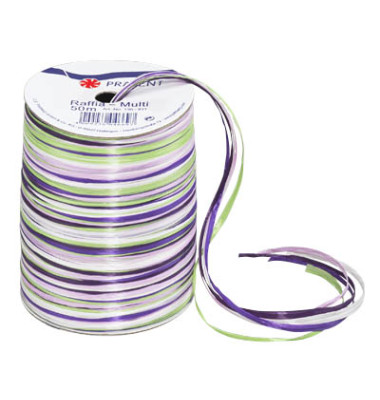 Geschenkband Raffia 136-611, 3mm x 50m, lila/grün/weiß