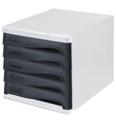 Schubladenbox H61299-98 weiß/schwarz mit 5 Schubladen geschlossen