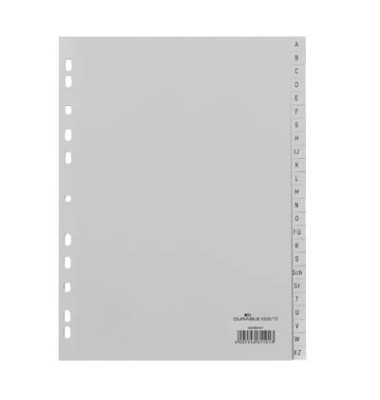 Kunststoffregister 650810, A bis Z 24-teilig, A4, 120µm, graue Taben, 24-teilig