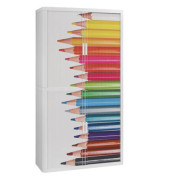 Aktenschrank easy Office 3076ST, Kunststoff/Stahl abschließbar, 4 OH, 110 x 204 x 41,5 cm, keine Fachböden, bunt/weiß (Buntst