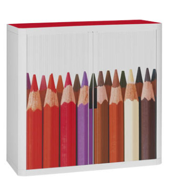 Aktenschrank easy Office 8313ST, Kunststoff/Stahl abschließbar, 2 OH, 110 x 104 x 41,5 cm, keine Fachböden, bunt/weiß (Buntst