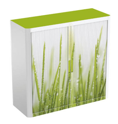 Aktenschrank easy Office 168ST, Kunststoff/Stahl abschließbar, 2 OH, 110 x 104 x 41,5 cm, keine Fachböden, grün/weiß (Gras)