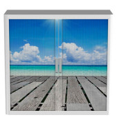 Aktenschrank easy Office 8176ST, Kunststoff/Stahl abschließbar, 2 OH, 110 x 104 x 41,5 cm, keine Fachböden, bunt/weiß (Urlaub