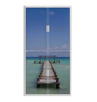 Aktenschrank easy Office 3025ST, Kunststoff/Stahl abschließbar, 4 OH, 110 x 204 x 41,5 cm, keine Fachböden, bunt/weiß (Urlaub