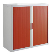 Aktenschrank easy Office E1C0009800020, Kunststoff/Stahl abschließbar, 2 OH, 110 x 104 x 41,5 cm, keine Fachböden, rot/weiß
