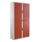 Aktenschrank easy Office E2C0009800069, Kunststoff/Stahl abschließbar, 4 OH, 110 x 204 x 41,5 cm, keine Fachböden, rot/weiß