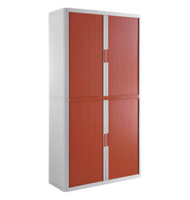 Aktenschrank easy Office E2C0009800069, Kunststoff/Stahl abschließbar, 4 OH, 110 x 204 x 41,5 cm, keine Fachböden, rot/weiß
