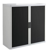 Aktenschrank easy Office E1C0010000020, Kunststoff/Stahl abschließbar, 2 OH, 110 x 104 x 41,5 cm, keine Fachböden, schwarz/wei