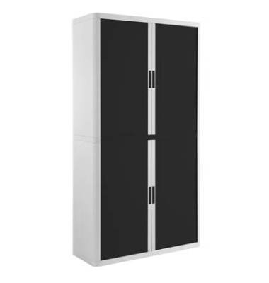 Aktenschrank easy Office E2C0010000078, Kunststoff/Stahl abschließbar, 4 OH, 110 x 204 x 41,5 cm, keine Fachböden, schwarz/wei