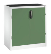 Werkstattschrank 8821-5035, Stahl abschließbar, 2 OH, 93 x 100 x 50 cm, grün/lichtgrau