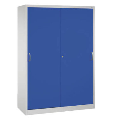 Werkstattschrank 2159-00, Stahl abschlie&szlig;bar, 5 OH, 160 x 195 x 50 cm, blau/lichtgrau