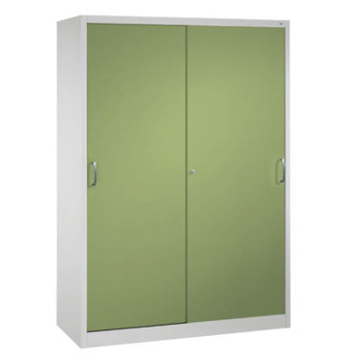 Werkstattschrank 2159-00, Stahl abschlie&szlig;bar, 5 OH, 160 x 195 x 50 cm, gr&uuml;n/lichtgrau