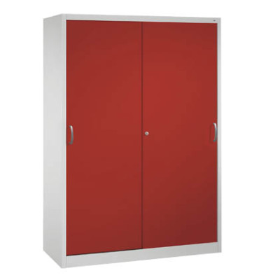 Werkstattschrank 2159-00, Stahl abschlie&szlig;bar, 5 OH, 160 x 195 x 50 cm, rot/lichtgrau