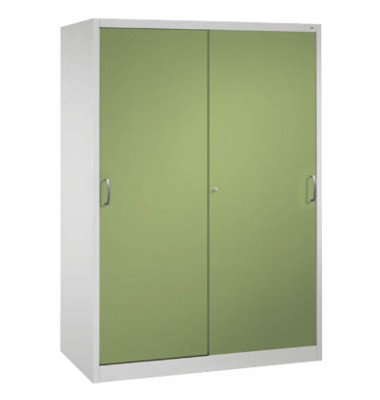 Werkstattschrank 2169-00, Stahl abschlie&szlig;bar, 5 OH, 160 x 195 x 60 cm, gr&uuml;n/lichtgrau