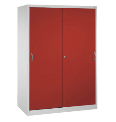 Werkstattschrank 2169-00, Stahl abschlie&szlig;bar, 5 OH, 160 x 195 x 60 cm, rot/lichtgrau