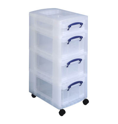 Aufbewahrungsbox ST3X9C+1X4CCB, 4 + 9 + 9 + 9 Liter, mit Deckel, au&szlig;en 419x299x720mm, Kunststoff transparent