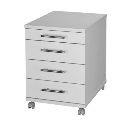 Rollcontainer 052715Z Holz lichtgrau, 3 normale Schubladen, mit extra Utensilienauszug