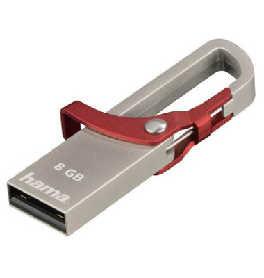 USB-Stick Hook-Style USB 2.0 silber/rot 8 GB