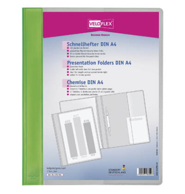 Schnellhefter VELOFORM 4741041, A4, grün, Kunststoff, Vorderdeckel transparent