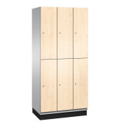 Spind Cambio 45101-30, Metall, 3 Abteile mit 6 Fächern, abschließbar, 90x198cm (BxH), birke