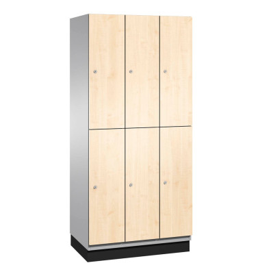 Spind Cambio 45101-30, Metall, 3 Abteile mit 6 Fächern, abschließbar, 90x198cm (BxH), birke