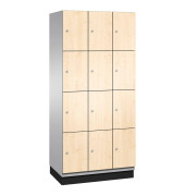 Schließfachschrank Cambio 45103-30, Metall, 3 Abteile mit 12 Fächern, abschließbar, 90x198cm (BxH), birke