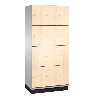 Schließfachschrank Cambio 45103-30, Metall, 3 Abteile mit 12 Fächern, abschließbar, 90x198cm (BxH), birke