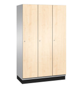 Spind Cambio 45100-32, Metall, 3 Abteile mit 3 Fächern, abschließbar, 120x198cm (BxH), birke