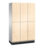 Spind Cambio 45101-32, Metall, 3 Abteile mit 6 Fächern, abschließbar, 120x198cm (BxH), birke