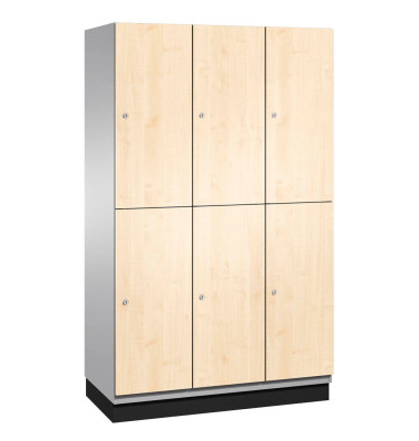 Spind Cambio 45101-32, Metall, 3 Abteile mit 6 Fächern, abschließbar, 120x198cm (BxH), birke